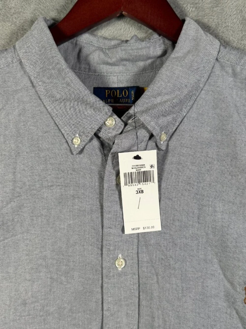 Polo Ralph Lauren Shirt Mens 3XB 3XL Big Blue Oxford Short Sleeve Navy $130